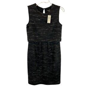 Ann Taylor Black Layered Knit Dress Size 2 NWT $98 Officecore Church Dinner